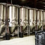 Interior views of small micro brewery processing and storage